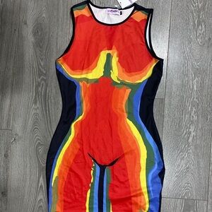 IBADDIE Multi Colour Body Print Dress